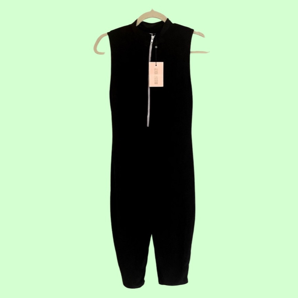 Missguided Onesie Zip Front Biker Short